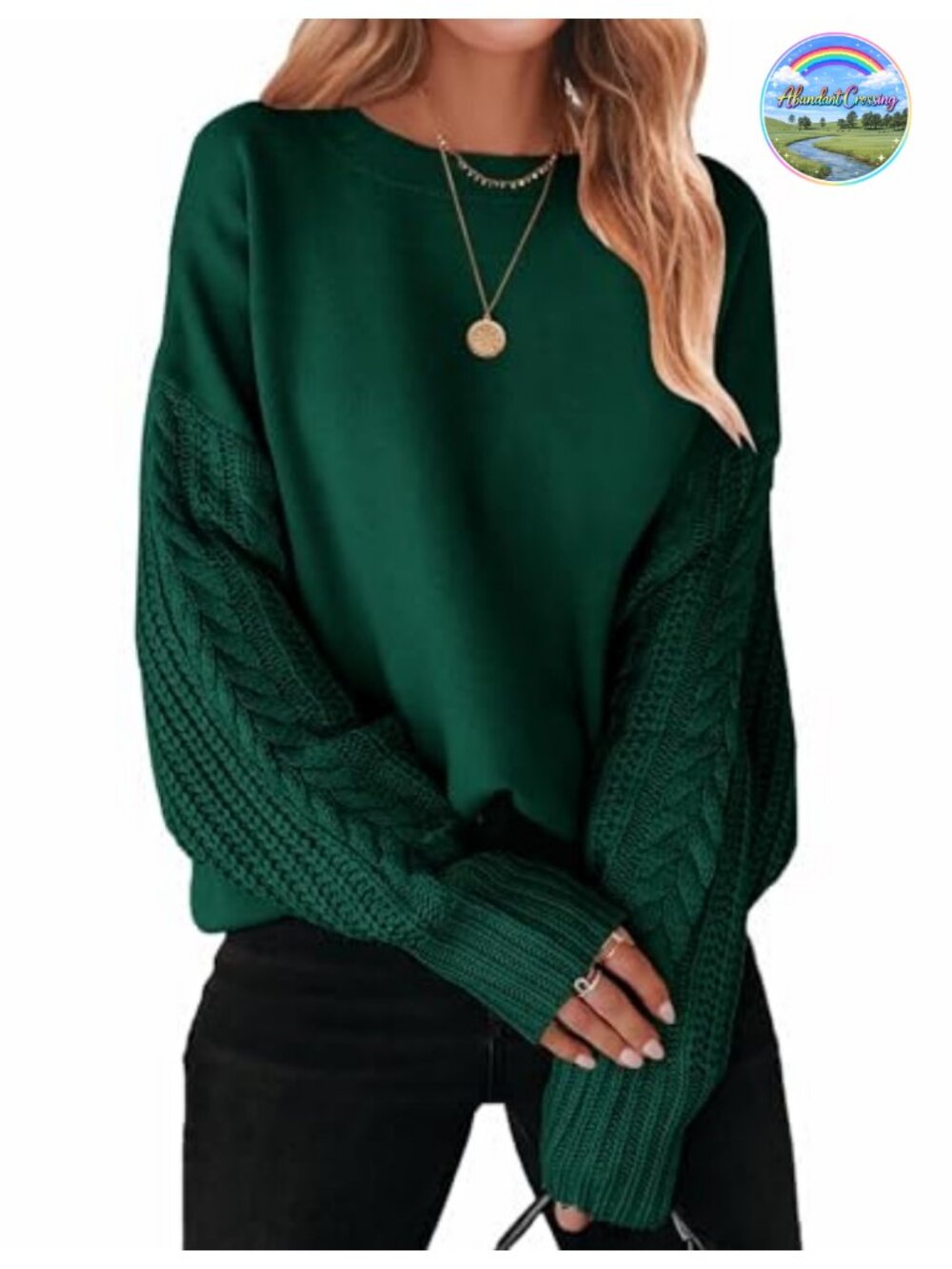 Cable Knit Oversized Sweater Drop Shoulder Tunic Pullover